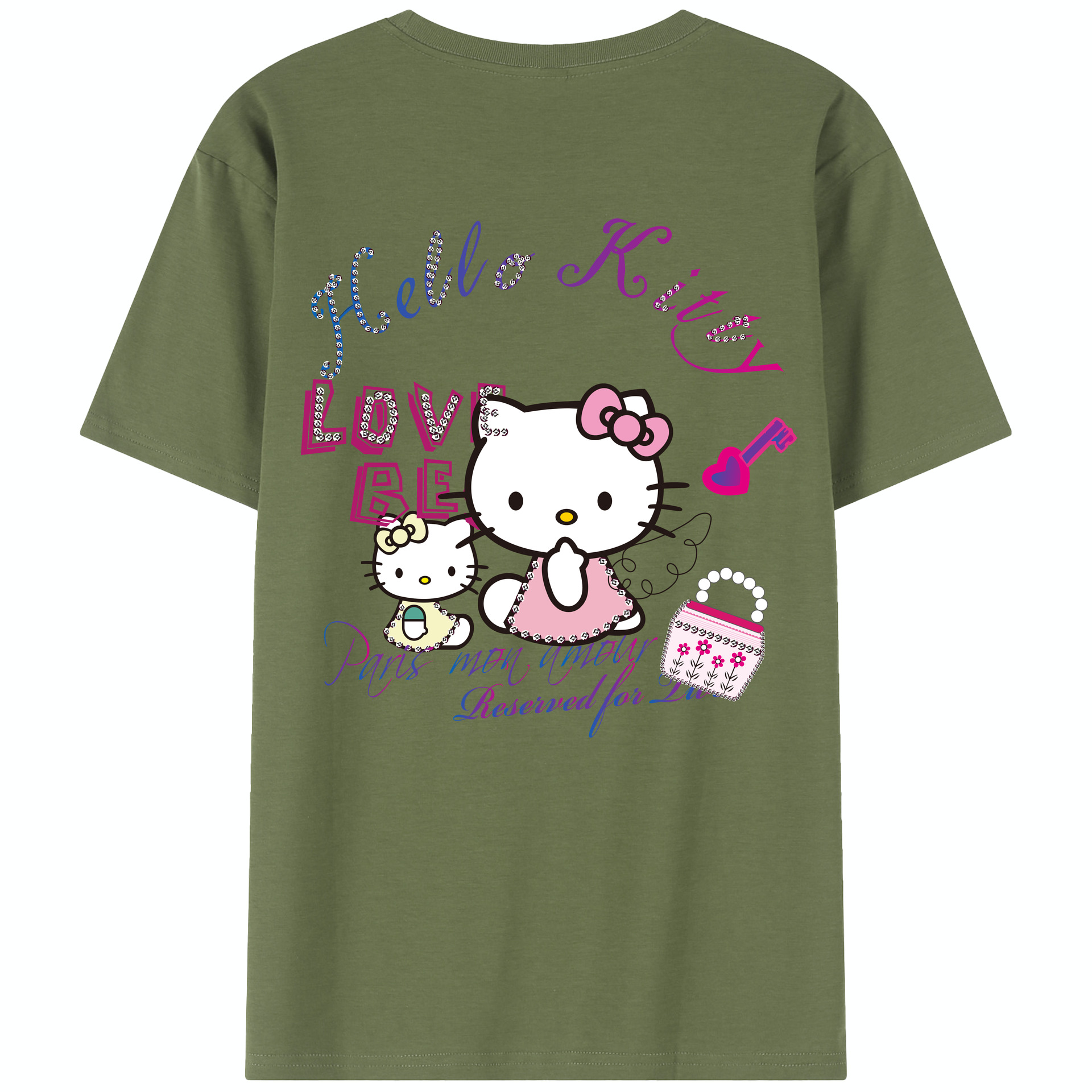 （画像用） Hello Kitty ハローキティ 綿100％半袖Tシャツ（背面プリント）